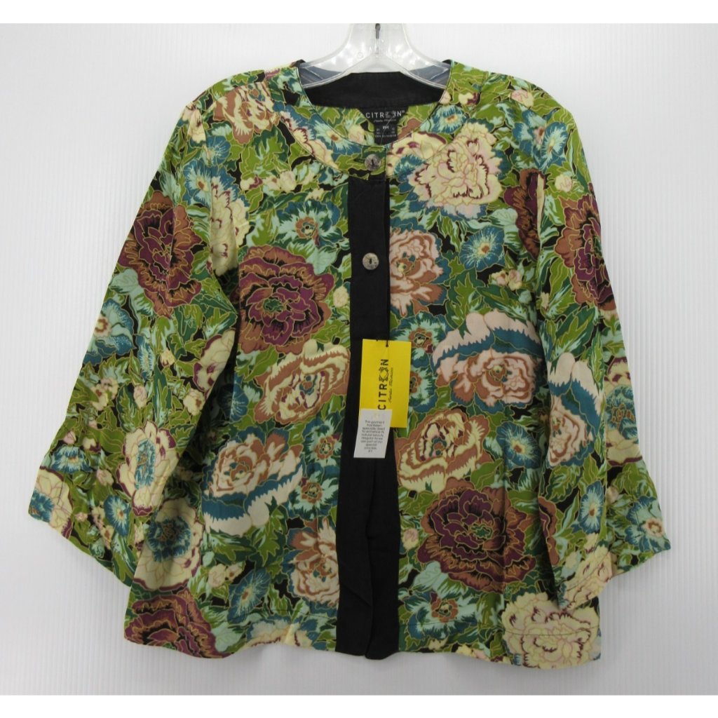 Citron Santa Monica Top Medium Petites Chartreuse Silk Blouse New